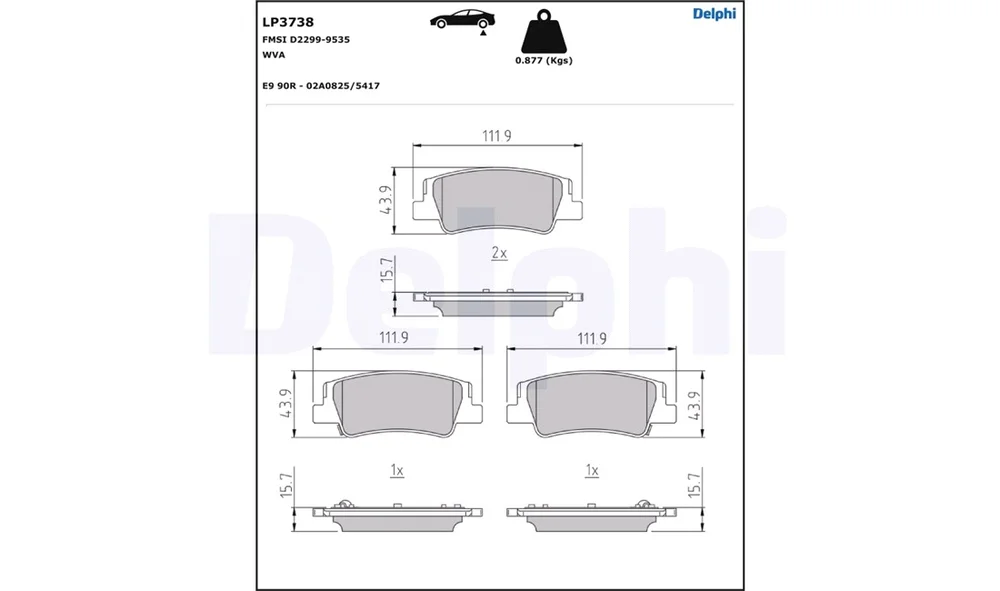Bremsekloss Sett - LP3738 - (Delphi) v:9968057