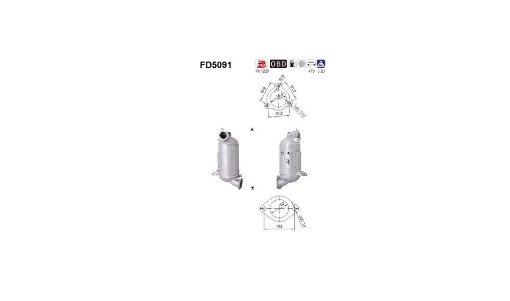 Sot-\/ Partikelfilter, Eksosanlegg FD5091 v:2262378