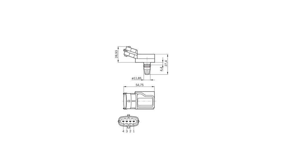 Sensor, Sugerørtrykk 0 281 002 573 (BOSC v:2270790 Sensor, Sugerørtrykk 0 281 002 573 (BOSC v:2270790