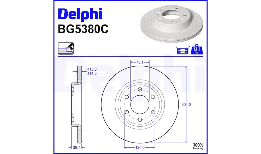 Bremseskive - BG5380C - (Delphi) v:2577876