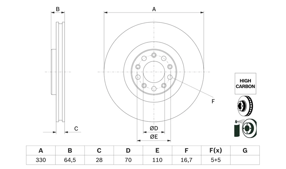 Bremseskive - 0 986 479 E88 - (BOSCH) v:4554882