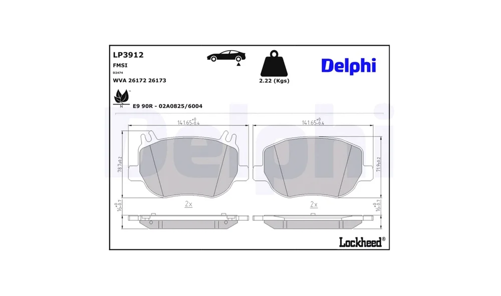 Bremsekloss Sett - LP3912 - (Delphi) v:307879