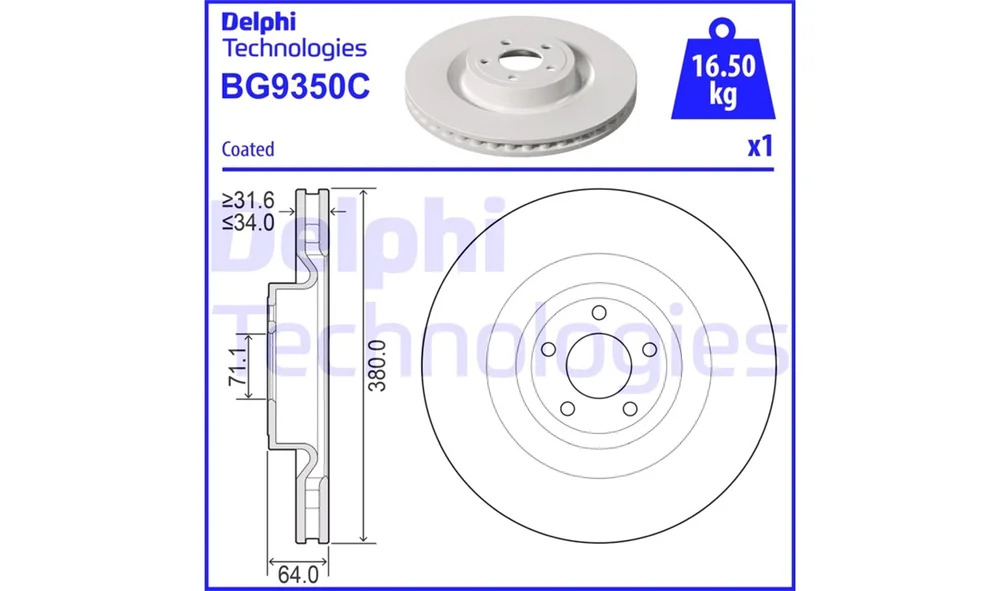 Bremseskive - BG9350C - (Delphi) v:9015146