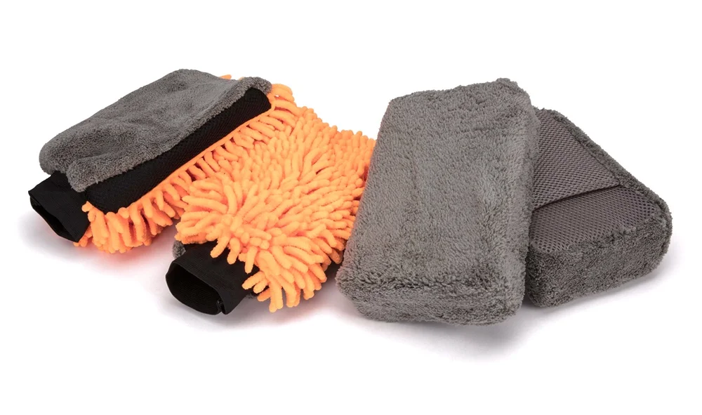 Mikrofibervaskesett 2x svamp 2x hanske v:9025401 Mikrofibervaskesett 2x svamp 2x hanske v:9025401