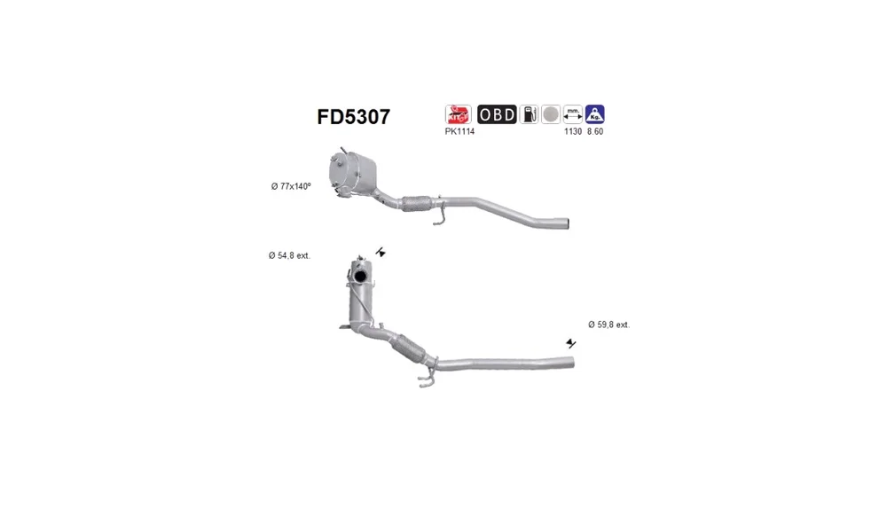 Sot-\/ Partikelfilter, Eksosanlegg FD5307 v:483626 Sot-\/ Partikelfilter, Eksosanlegg FD5307 v:483626