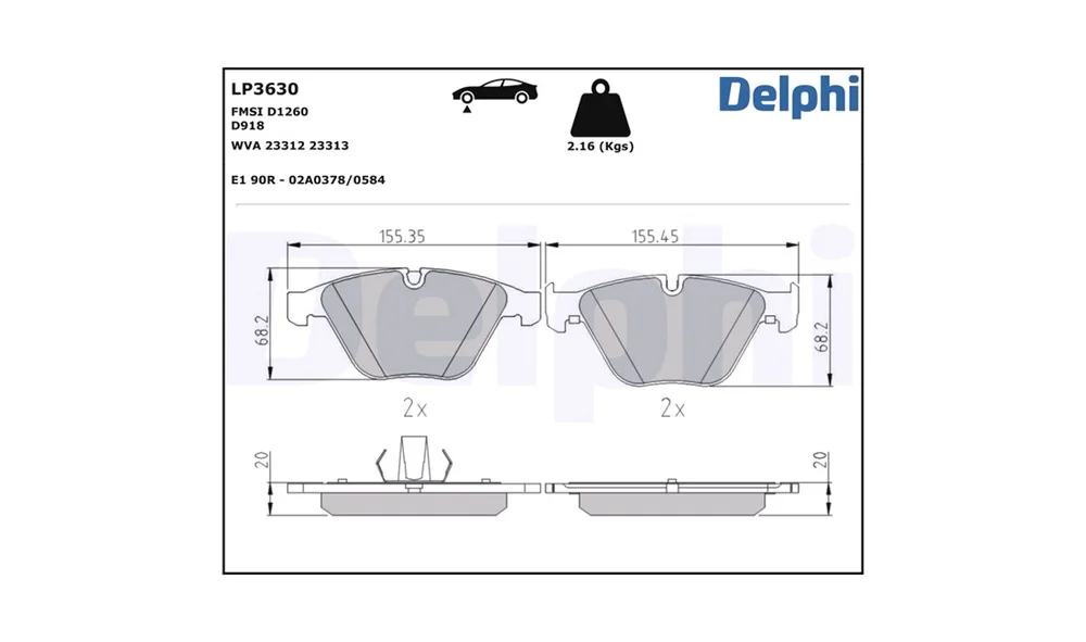 Bremsekloss Sett - LP3630 - (Delphi) v:1478735