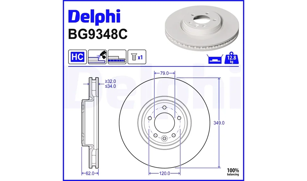 Bremseskive - BG9348C - (Delphi) v:3227097