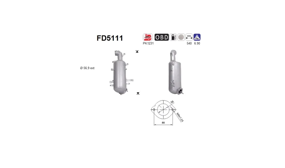 Sot-\/ Partikelfilter, Eksosanlegg FD5111 v:9230902