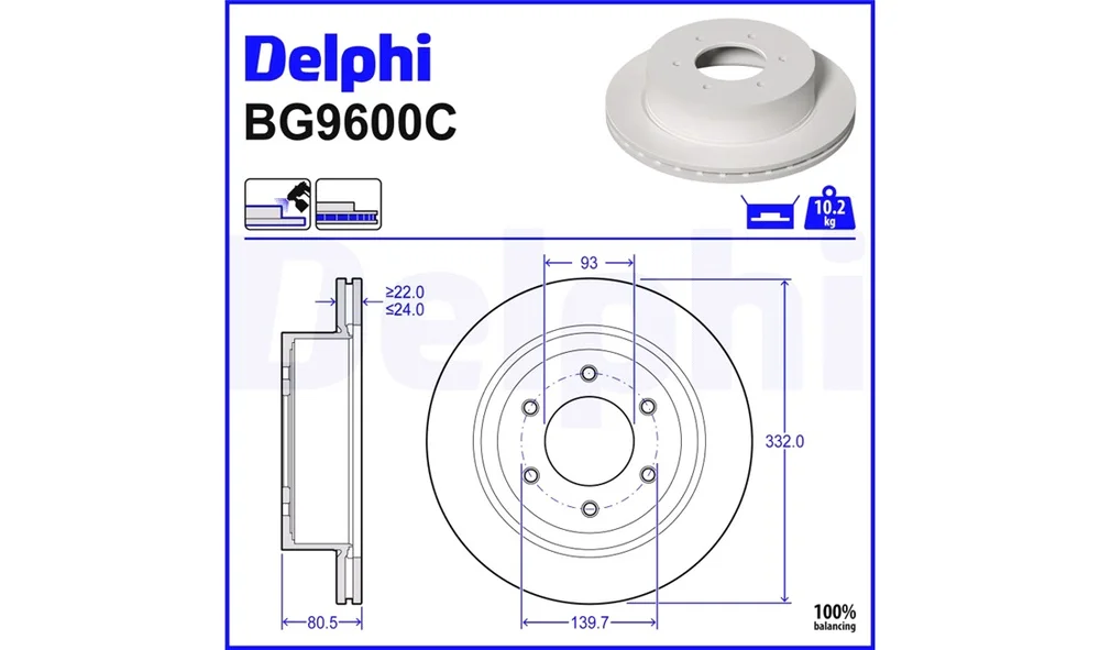 Bremseskive - BG9600C - (Delphi) v:490176