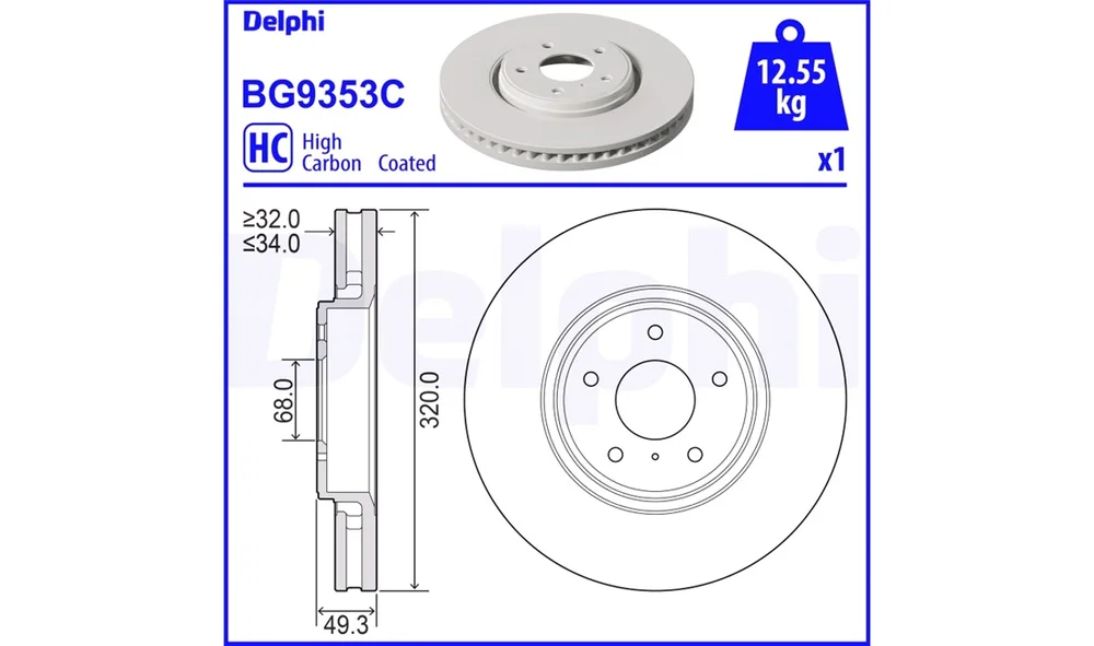 Bremseskive - BG9353C - (Delphi) v:7197005
