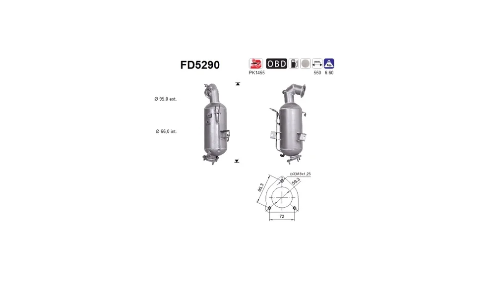 Sot-\/ Partikelfilter, Eksosanlegg FD5290 v:2131293 Sot-\/ Partikelfilter, Eksosanlegg FD5290 v:2131293