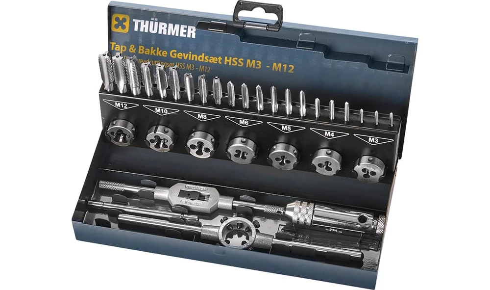 Gevindsæt m\/tappe+runde bakker 3-12mm v:9139794
