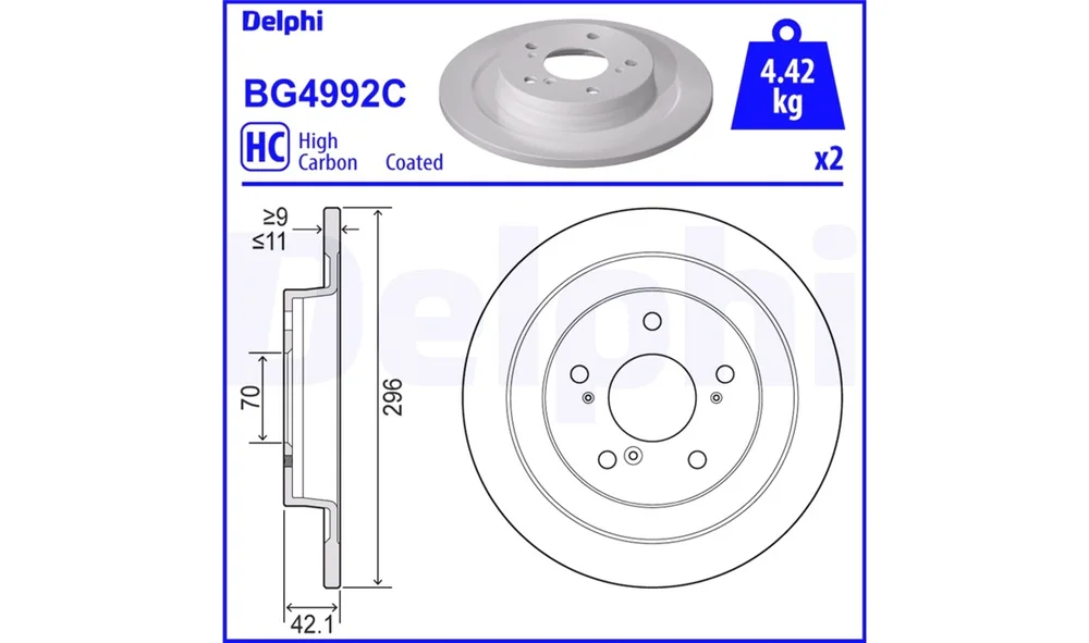 Bremseskive - BG4992C - (Delphi) v:9842599