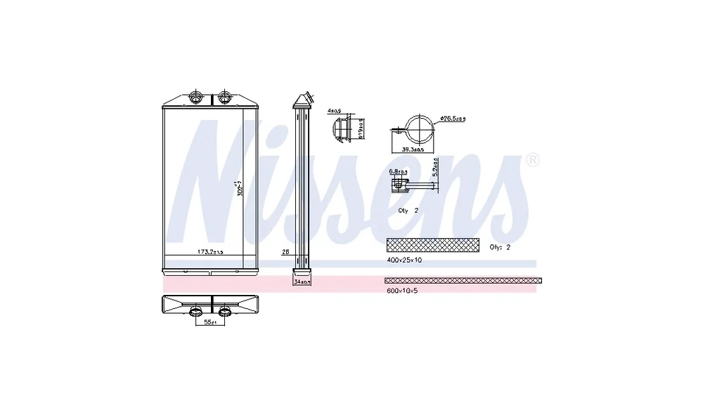 Varmeapparat register 707314 (Nissens) v:7253948